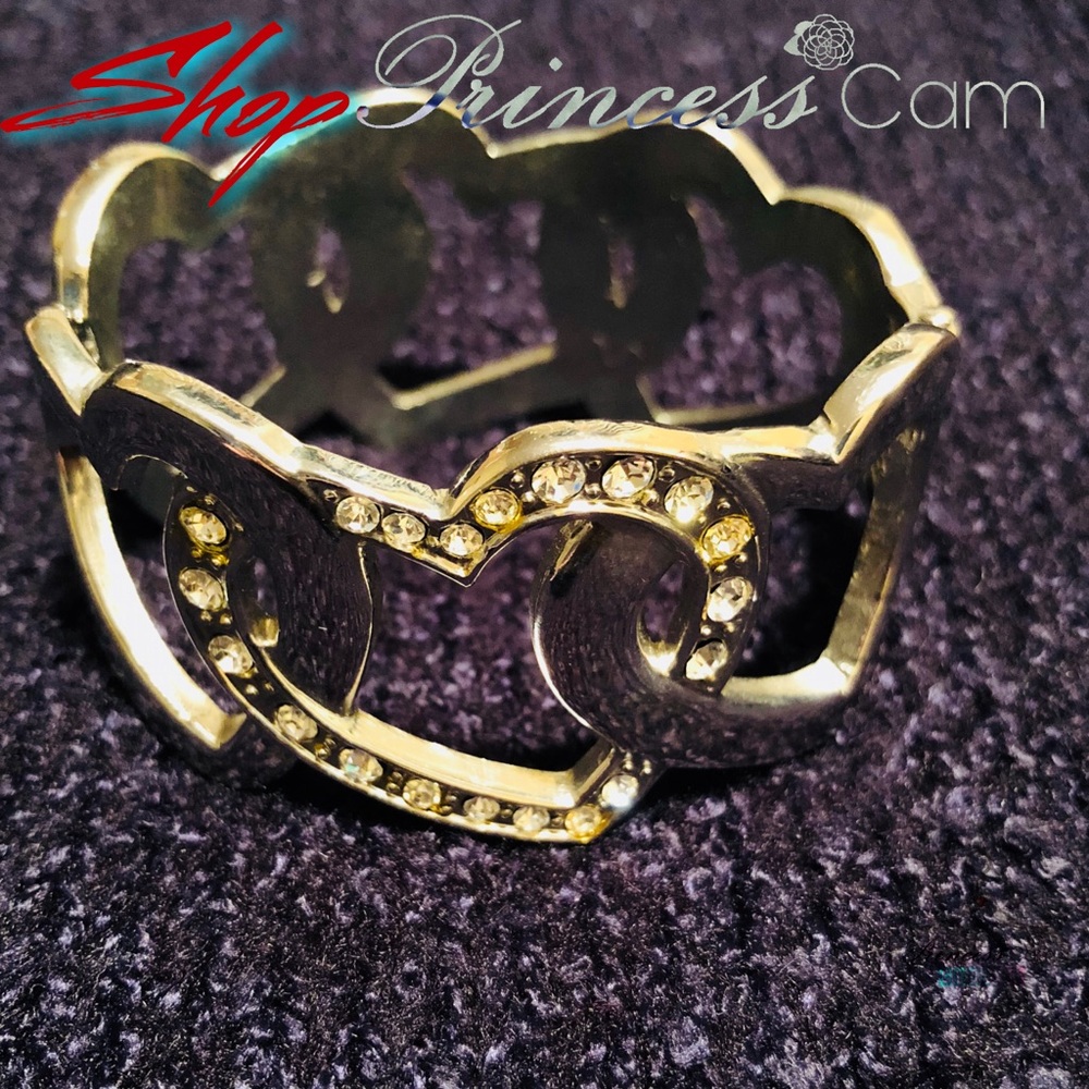 Infinity Heart | Silver Rhinestone Cuff Bracelet - image 1